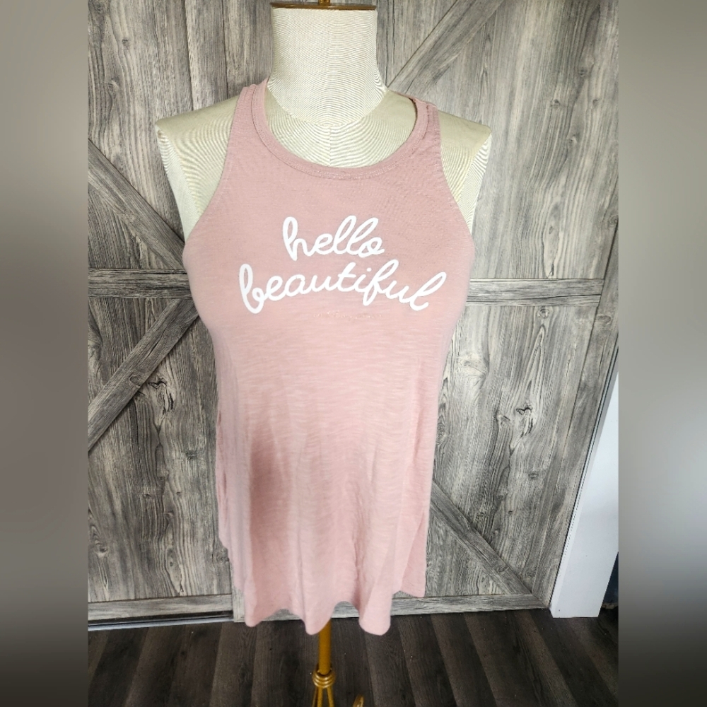 Betsey Johnson Pink Tank  Top with 'Hello Beautiful' Print